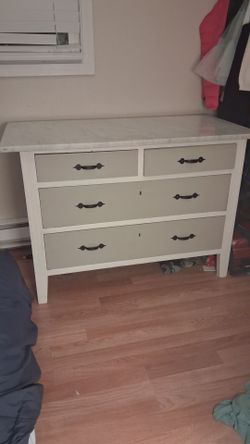 Vintage Marble Top Dresser - 4 Drawer - Solid Wood"