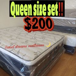 Queen Size Euro Pillow Top Mattress Set‼️