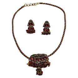 Indian Dual Gold Red Necklace Set