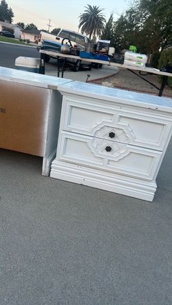 White 2-Drawer Nightstand with Decorative Detail