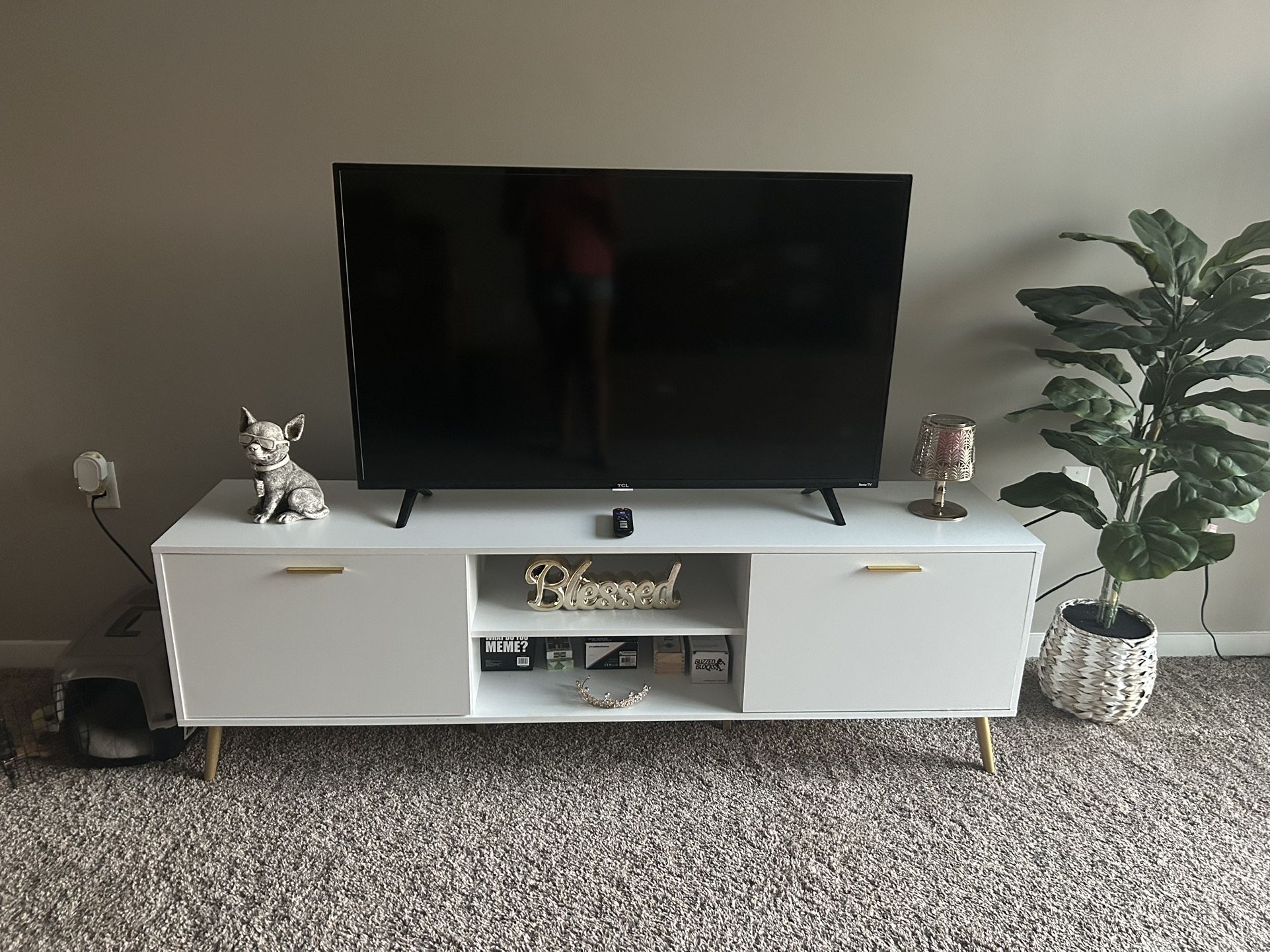 White and Gold TV stand/ Console