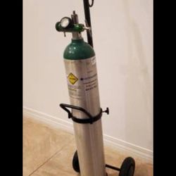 Oxygen Cylinder With Roller Cart.
