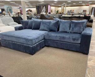 💙NEW BLUE OVERSIZED SECTIONAL Chaise Living Room Sofa 💥$10 Down💥NO CREDIT NEEDED