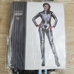 Black & Bone Adult L/XL Skeleton Catsuit Costume 