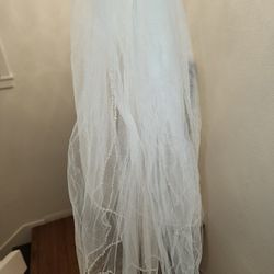Ivory Beaded Bridal Veil