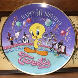 Vintage 1993 Happy 50th Birthday Tweety Plate