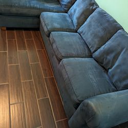 Blue Suede Haverty's Sectional Sofa