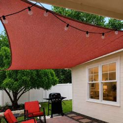 New In Box 10x13 Feet Rectangular Sun Sail Shade Terracotta Red Or Tan Color With 4 Hanging Ropes Included 