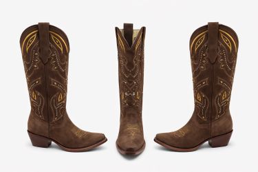 Women’s Brown Western Cowgirl Boots – Embroidered Tall Shaft (Sizes 5–9.5) 