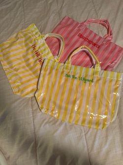 Striped Vinyl Tote Bags Set of 3
