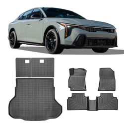 Fits 2025-2026 Kia K4 Sedan TPE All Weather Rear Trunk & Backrest & Floor Mats 6PCS