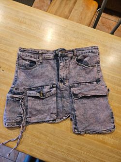 Daisy Cargo Denim Mini Skirt Size M