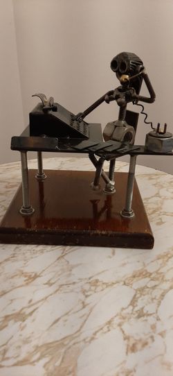 Sculpture, Office Worker at a Desk, Typewriter & Telephone