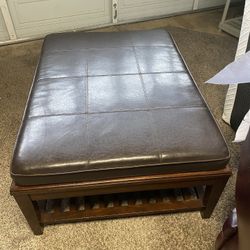 Leather Coffee Table Ottoman 
