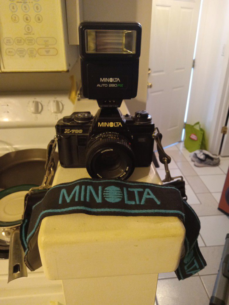 Minolta 35 mm Camera With Case