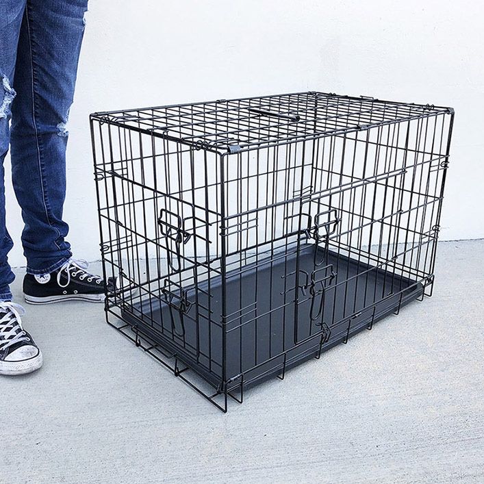 (Brand New) $40 Folding 30” Dog Cage 2-Door Folding Pet Crate Kennel w/ Tray 30”x18”x20”