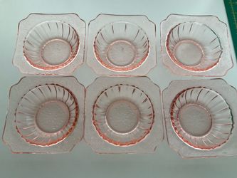Pink depression glass bowl, small 5” set of 6