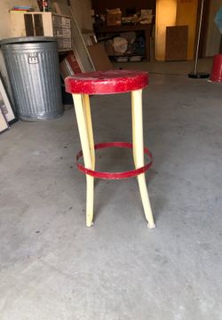 50s vintage stool red yellow metal stool