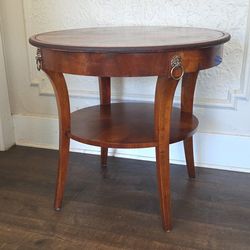 Antique Rosewood Drum Table. 28" Tall x 30" Top Wide, Missing 1 Inch Piece of Veneer. Over All Condition Good.