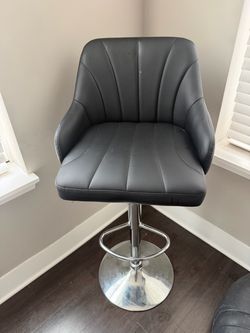 Black Faux Leather Adjustable Bar Stool
