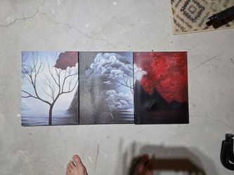 3-Piece Volcano Landscape Canvas Wall Art Set