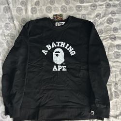 Black Bape Crew neck Sweatshirt Large New 