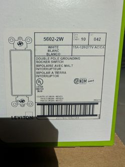 Leviton 5602-2W Double Pole Rocker Switch White 10-Pack