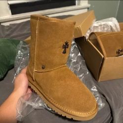 Chrome Hearts X UGGS Snow Leather Boots (Black/Brown) Sizes Available: 10, 12, 13, 14