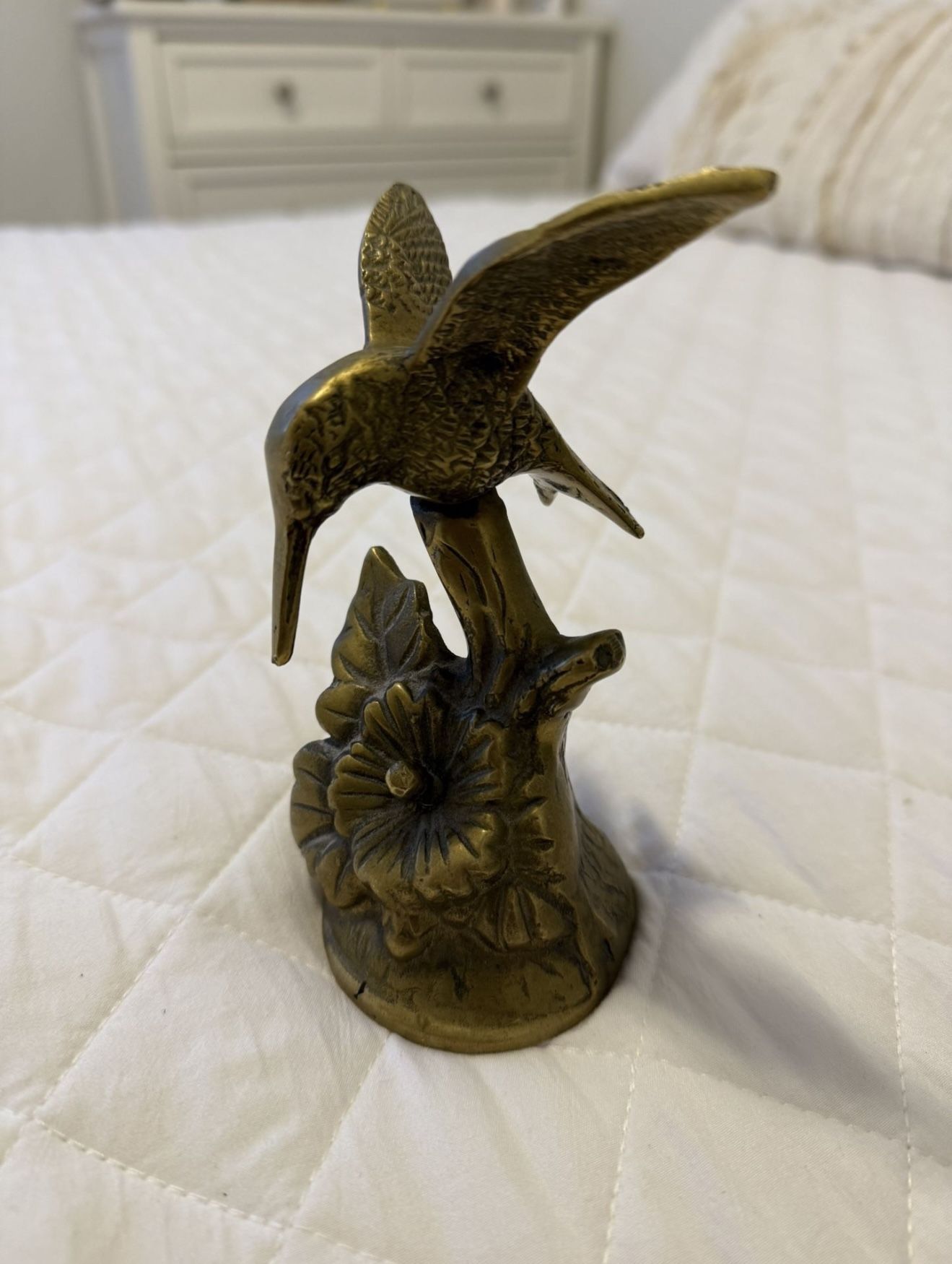 vintage brass hummingbird figurine made in Korea.  Material: brass.