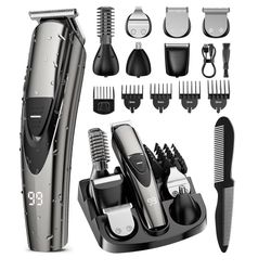 SHPAVVER Cortadora de barba para hombres: cortapelos profesional de peluquería - Kit de aseo inalámbrico 16 en 1 - Maquinilla de afeitar eléctrica imp