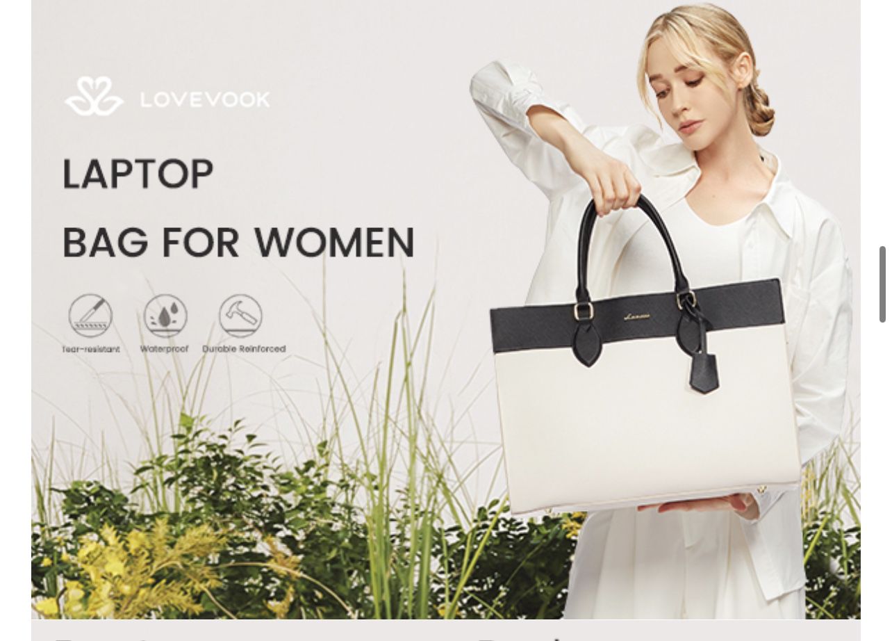 LOVEVOOK Laptop Bag for Women, 15.6 inch Leather Tote Bag Work Business Office Bag Waterproof Briefcase Computer Handbag Shoulder