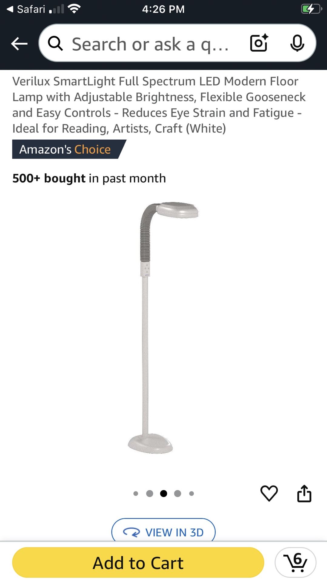 Verilux SmartLight Full Spectrum LED Modern Floor Lamp