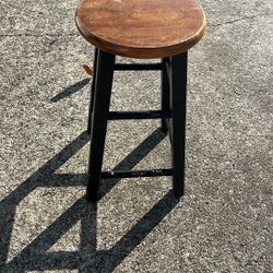 Bar Stool Dark wood Top, Black legs, 22” Tall
