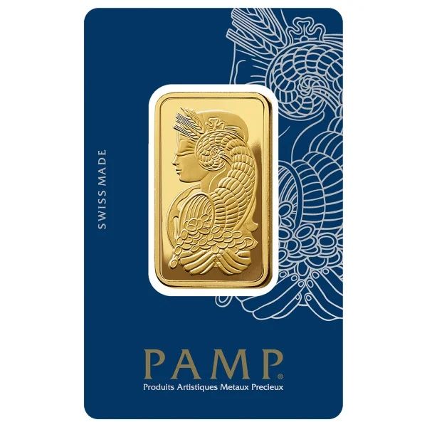 1 oz Gold Bar PAMP Suisse Lady Fortuna Veriscan