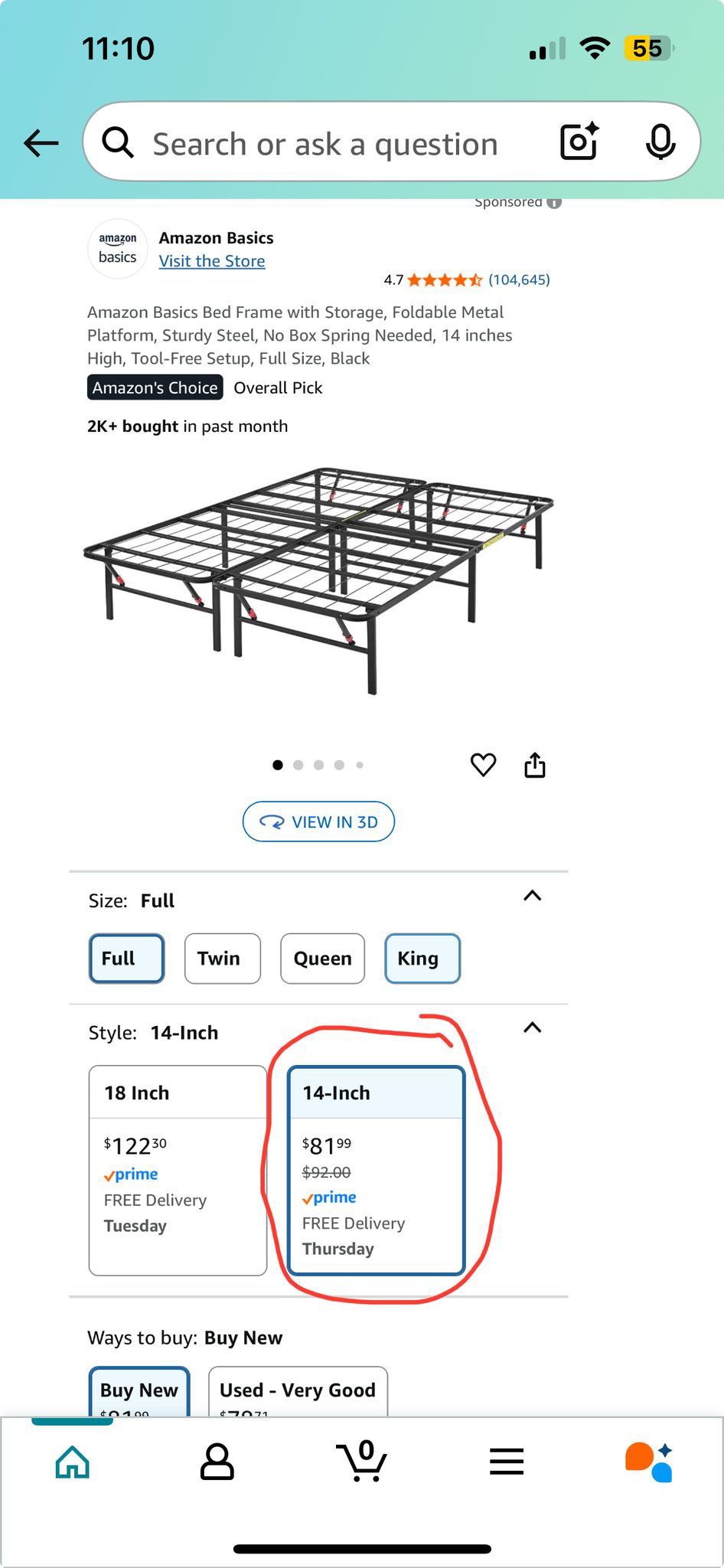 Full Size Bed Frame, Mattress, Protector, Bed Sheets