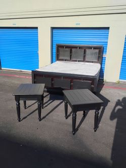 King size bed mattress set frame end tables nightstands bedroom - delivery available
