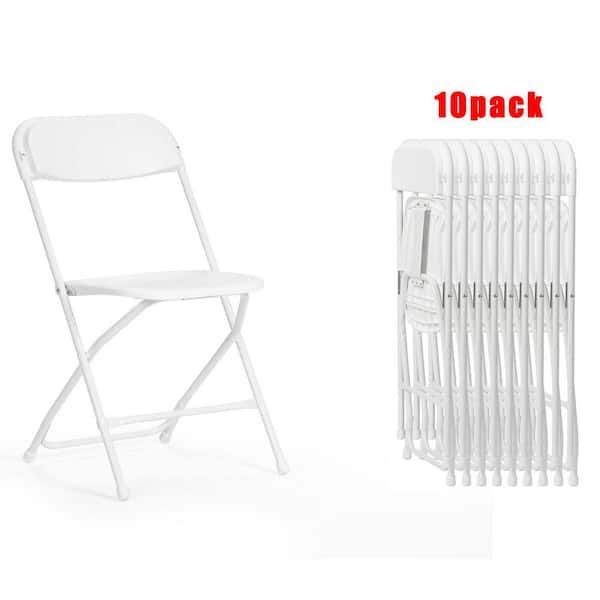 Plastic Folding Lightweight Foldable Comfortable Event Chair Set of 10, White