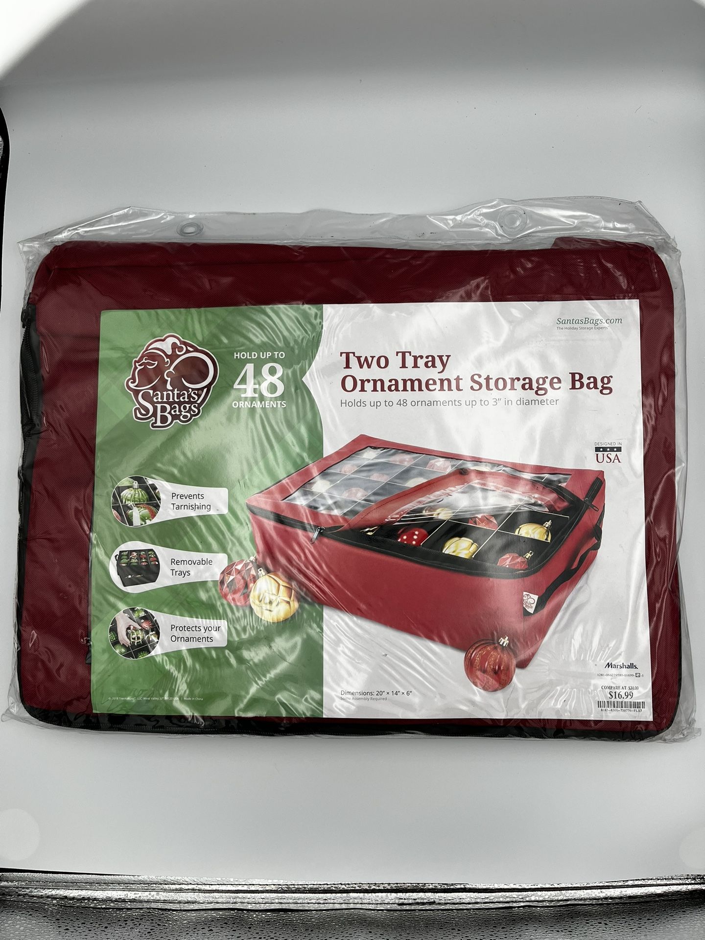 Two Tray Christmas Ornament Storage Bag