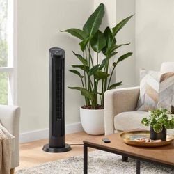 Hampton Bay 40 in. 4 Speed Digital Oscillating Tower Fan with Remote Control in Black $30