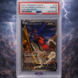 PSA 10 Galarian Zapdos Alt Art Chilling Reign 