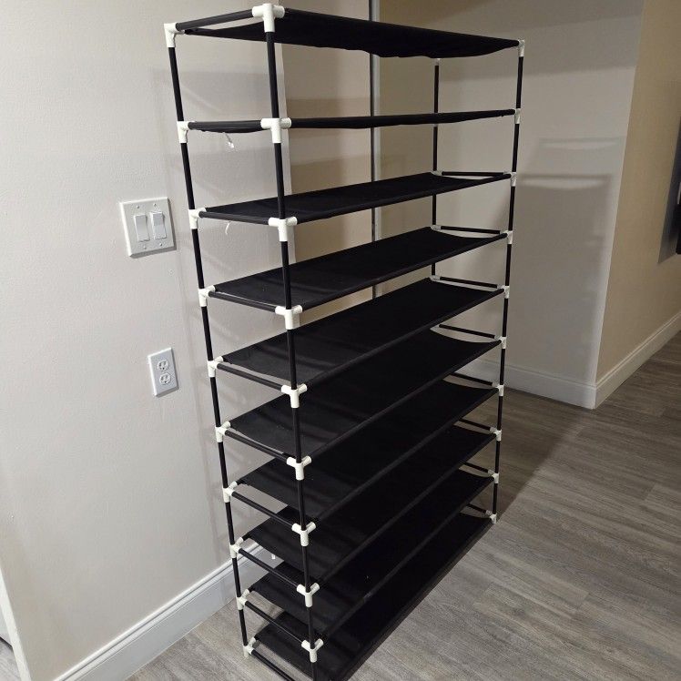 10 Tier Black Shoe Rack Tiered Shelf