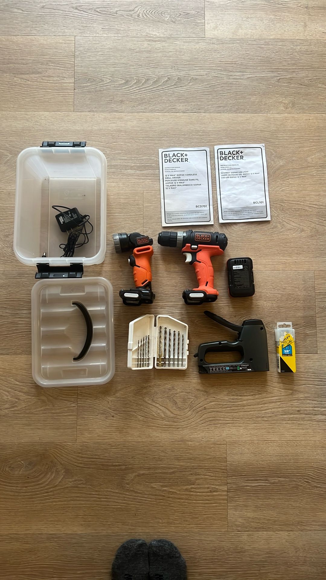Black & decker Power Drill With Bits  & Stanley staple Gun