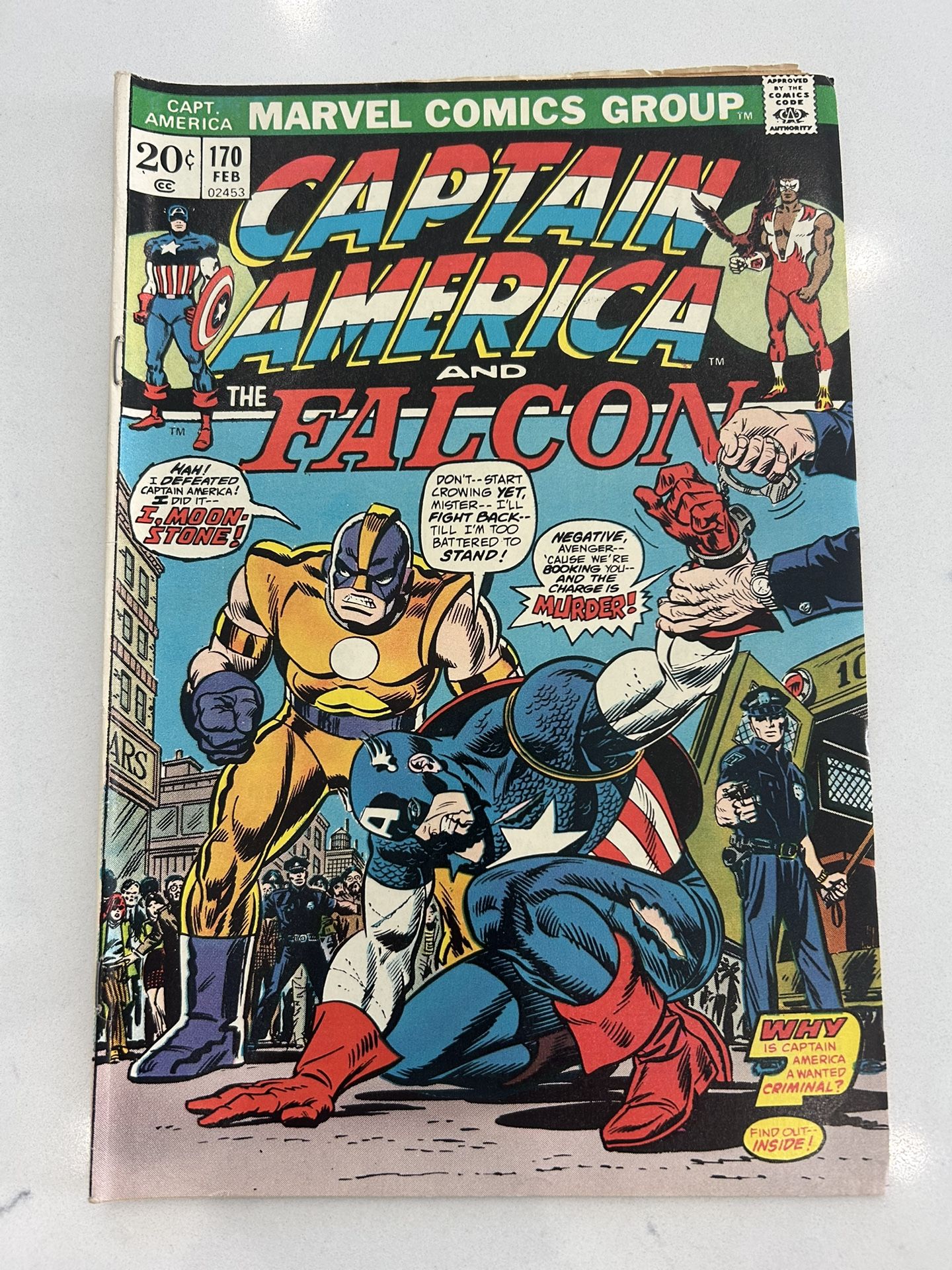 Captain America #170 VG/FN key 🔑 1st Moonstone! 🔑 New Falcon costume! Marvel 1974