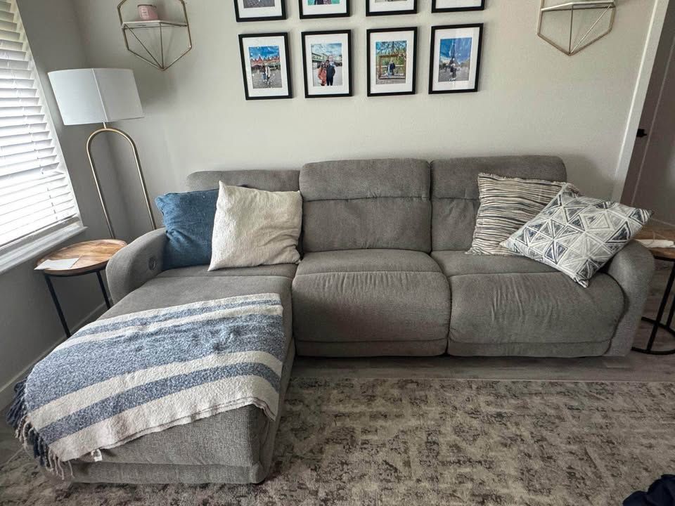 3-Piece Reclining Sectional with USB ports on each side