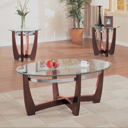 Coffee glass kit tables 1 big and 2 small ones
