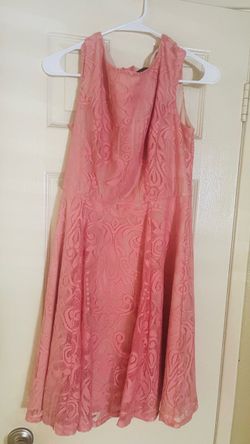 Pink Lace Sleeveless Fit and Flare Dress