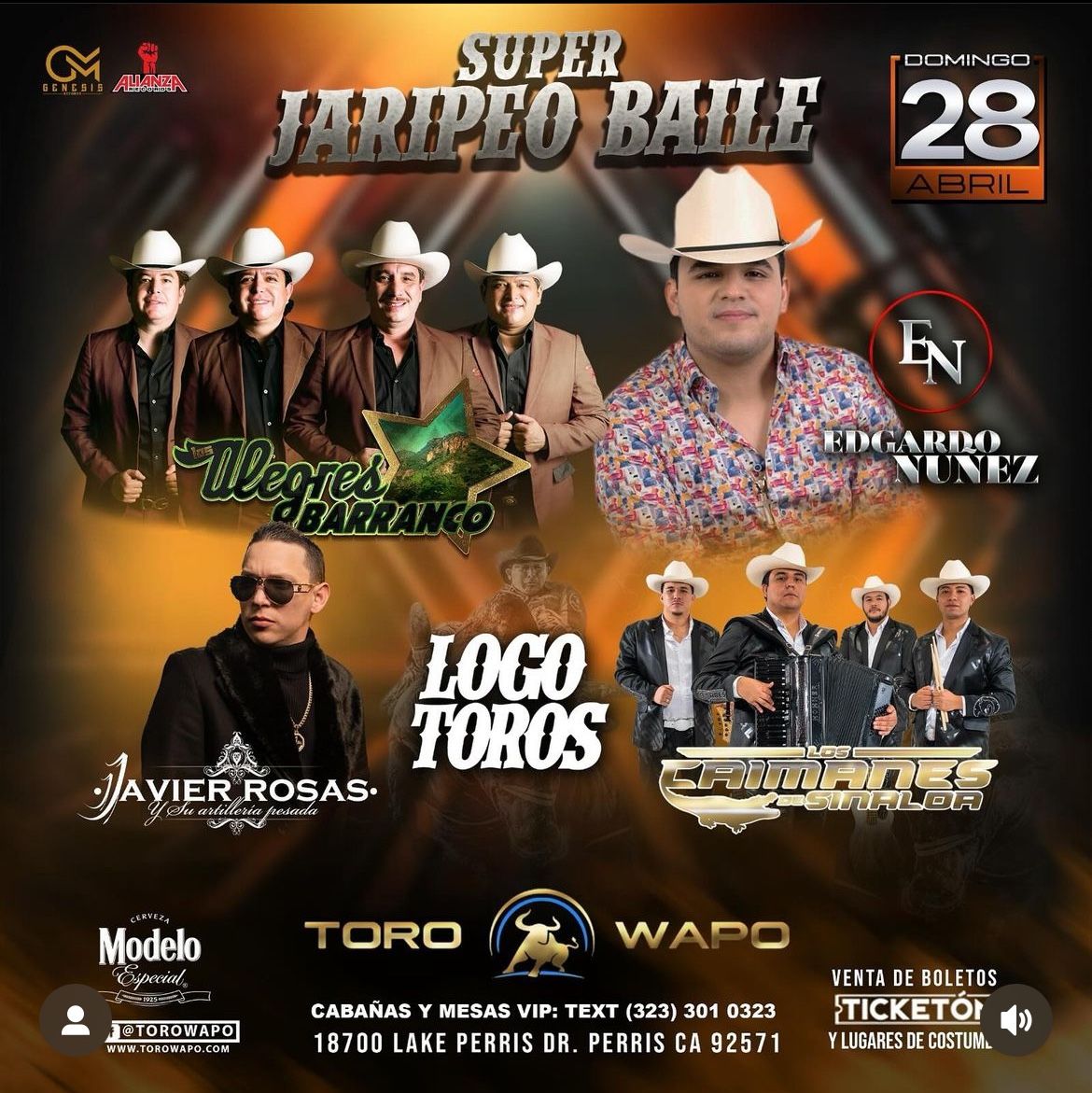 Two Tickets To Super Jaripeo Baile @toro Wapo 