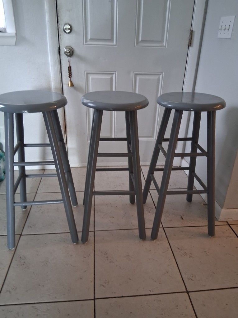 Bar Stools 30" Tall Gray Set Of 3