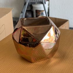 11   Rose Gold Metallic Mirrored Flower Orbs Vases