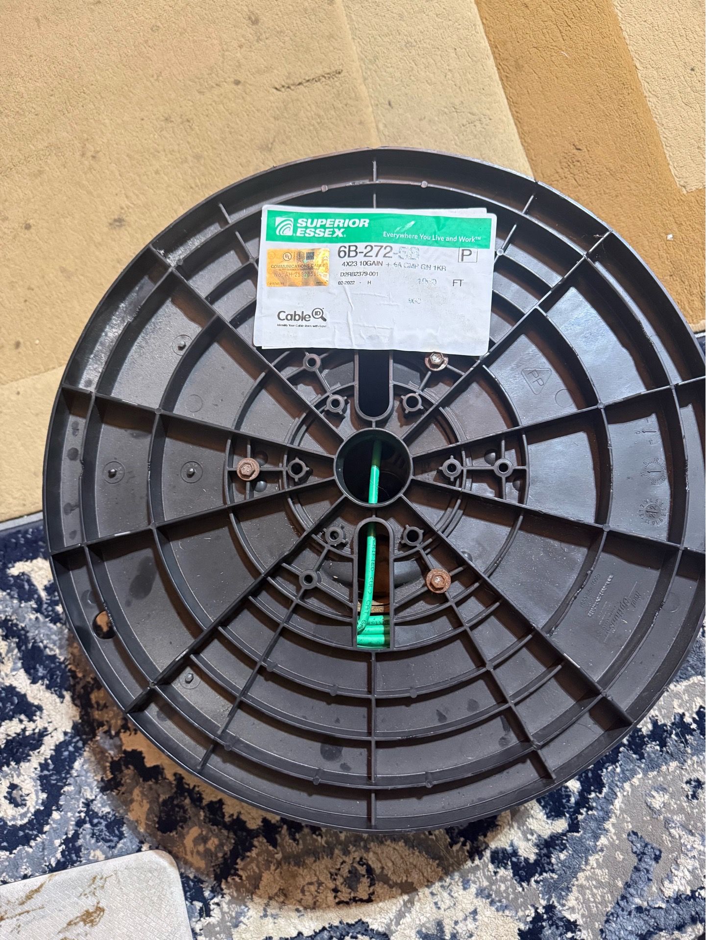 Superior Essex 10Gain Cat 6A Plenum CMP Ethernet Cable 1000ft Green 6B-272-5E